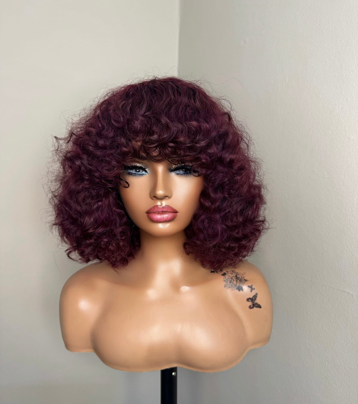 ANGIE WINE COLOUR FRINGE WIG
